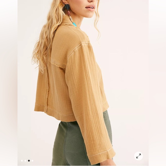Free People Low Classic Tan Button-Up Cropped Jacket XS sold out everywhere - Picture 4 of 10